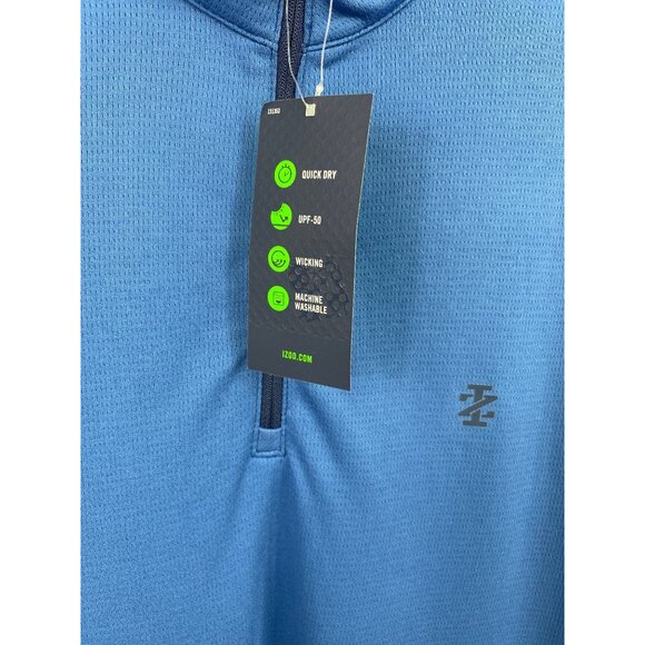 Izod Golf Swingflex Elite Quick-Dry Blue 1/4-Zip Pullover Mens Size M - Picture 5 of 9